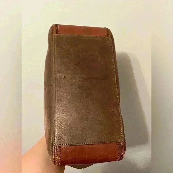 Vintage Fossil Brown Hobo Leather Bucket Shoulder Woven Handle Drawstring Bag - Picture 8 of 16